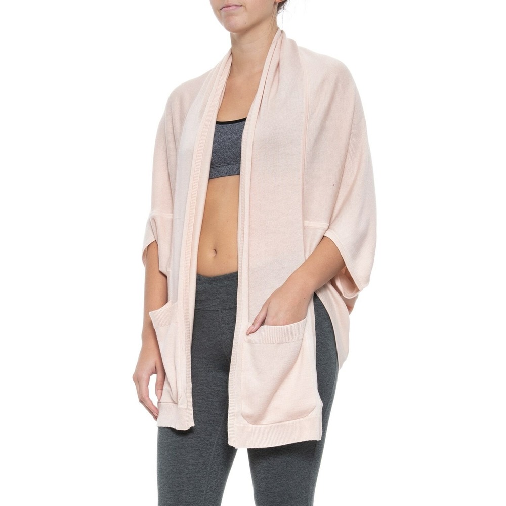 Vimmia Shavasana Studio Yoga Wool Blend Open Front Pocket Shawl Sweater M/L